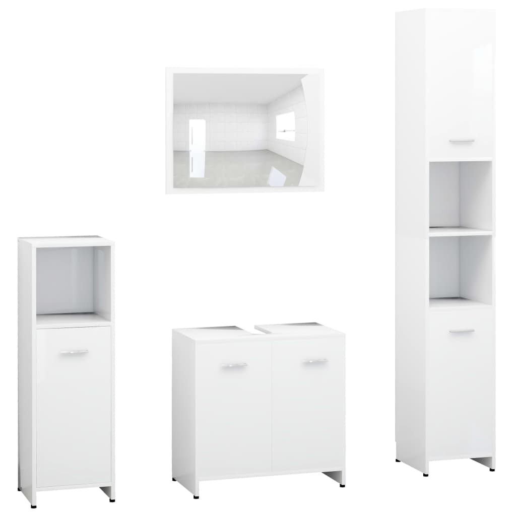 4 részes fehér forgácslap fürdőszobai bútorszett (3056880)