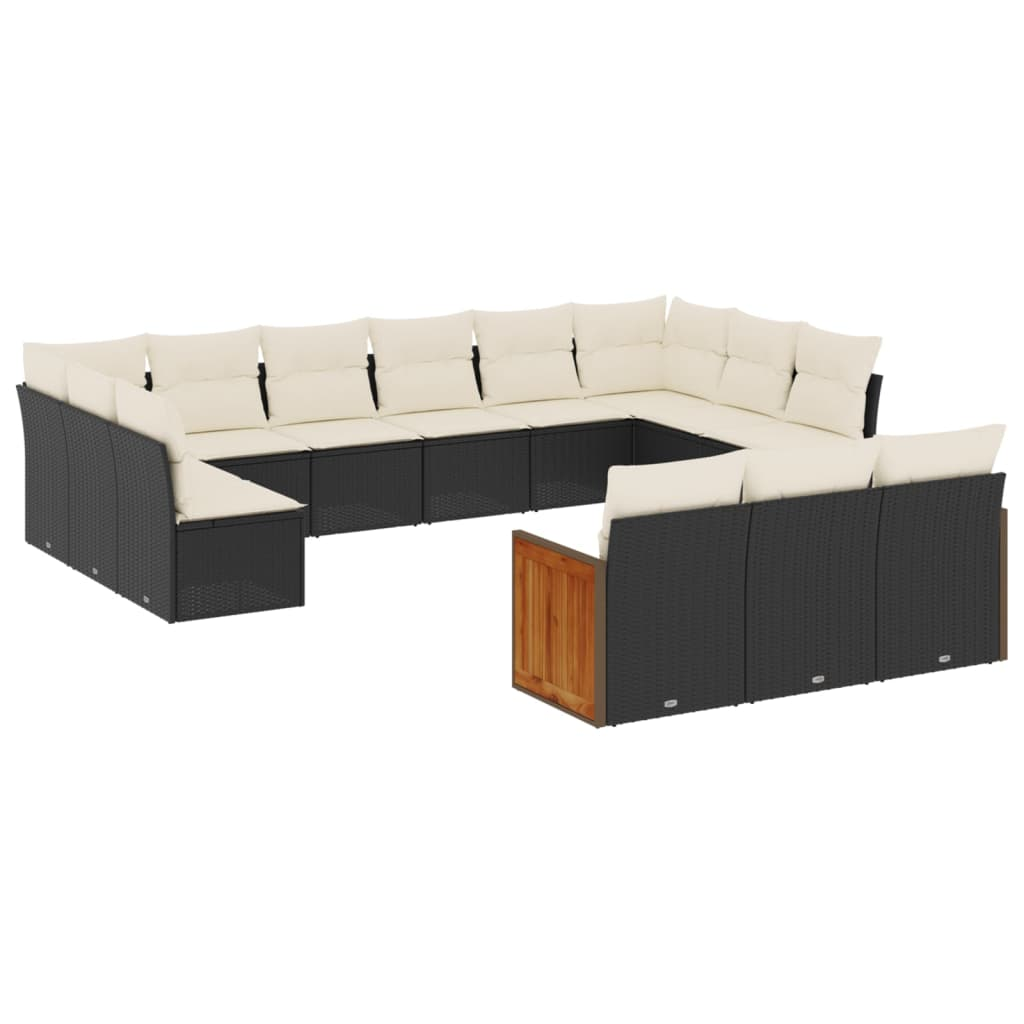 13 részes fekete polyrattan kerti ülőgarnitúra párnákkal (3228135)