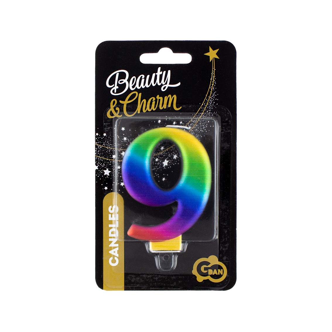 Szivárvány színű születésnapi gyertya, 8 cm - 9 (SCG9)