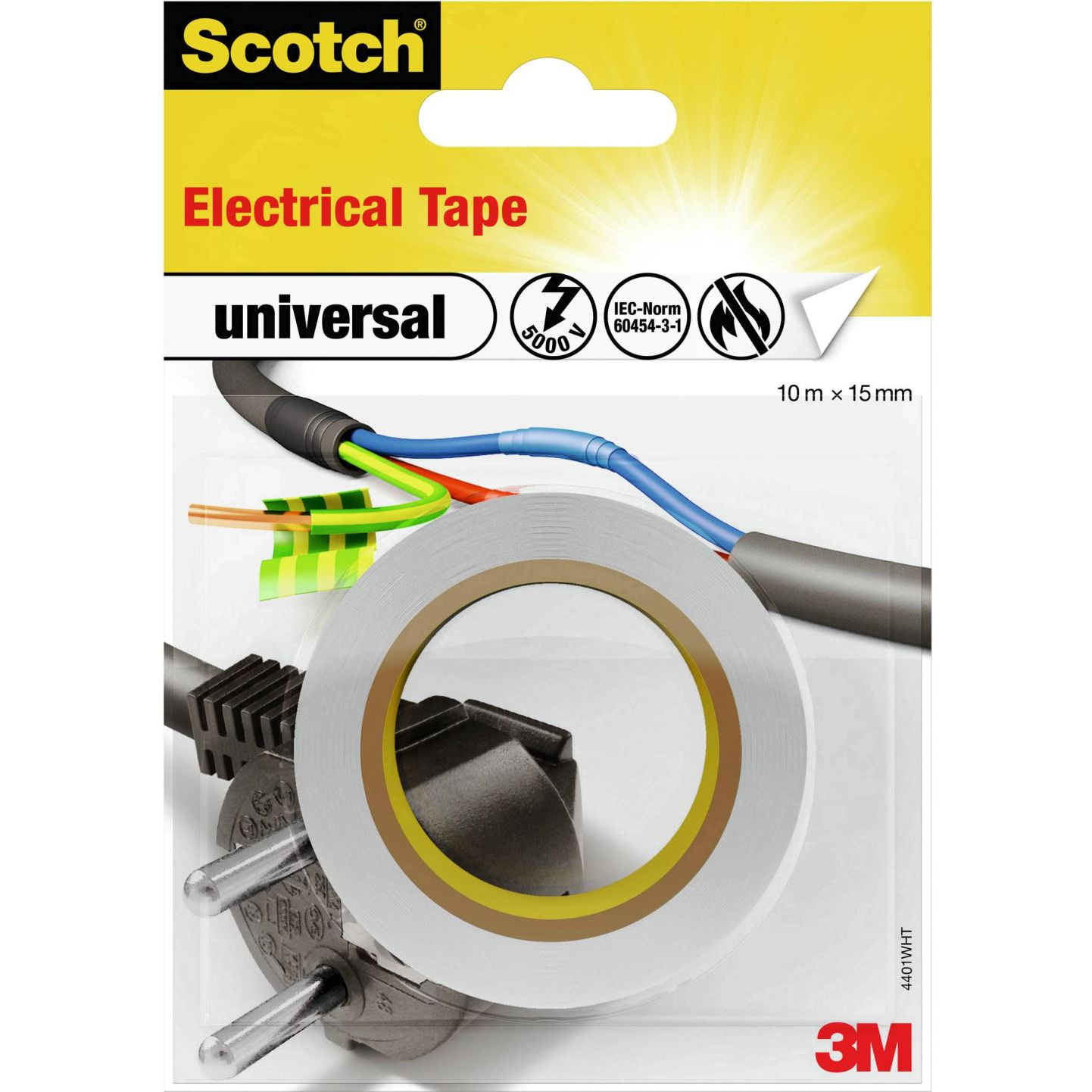 3M Universal 4401WHT szigetelőszalag, fehér, 10 m x 15 mm (4401WHT)