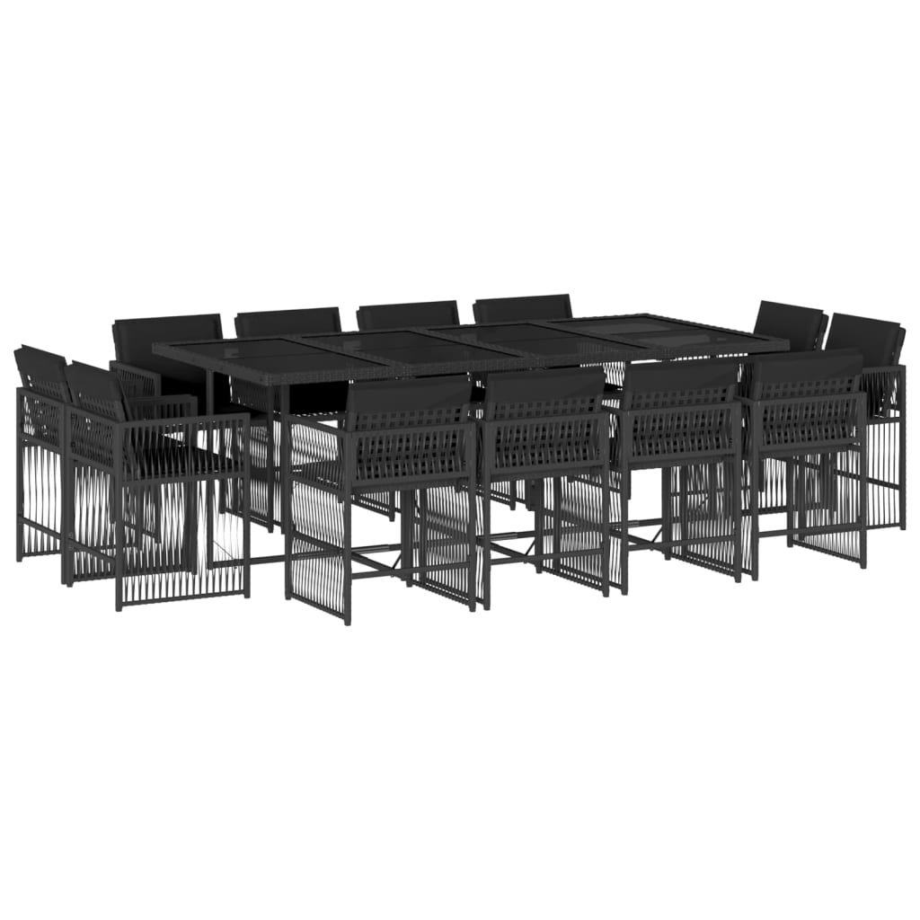 13 részes fekete polyrattan kerti ülőgarnitúra párnákkal (3211759)