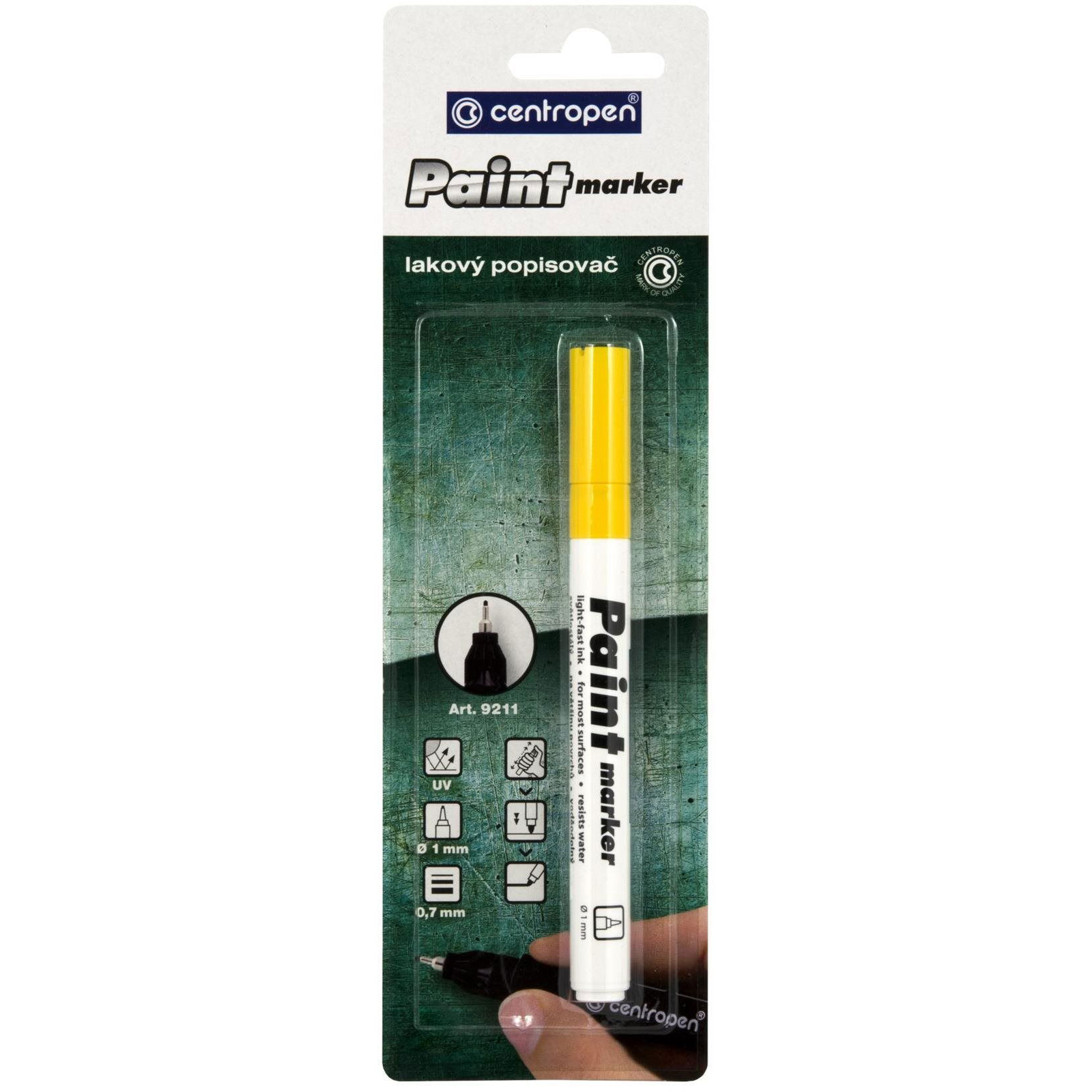 CENTROPEN 9211 - lakk, 0,7mm, sárga (8595013624111)