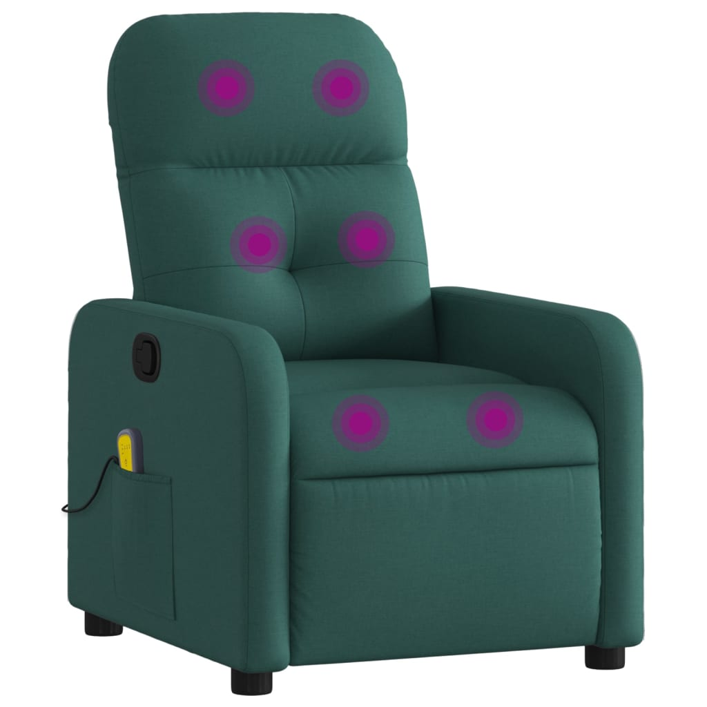 sötétzöld szövet dönthető masszázsfotel (374212)