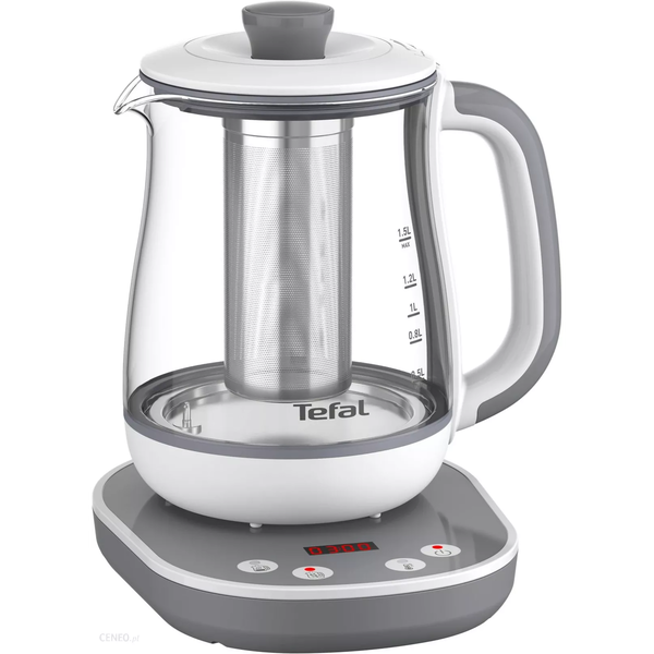 Електрическа кана Tefal Tastea BJ551B10, 8 температурни стъпки, 1.5 л, Цифров екран, Функция за топло съхранение, Сив/Бял