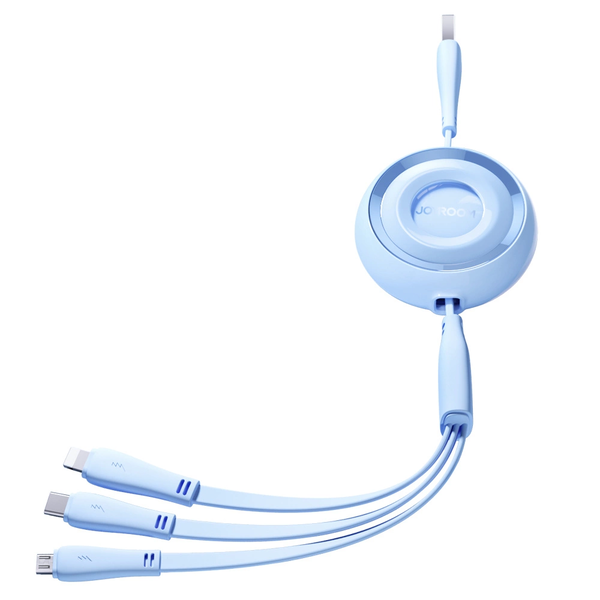 3в1 кабел за данни, Joyroom, поликарбонат, USB-A/USB-C/Lightning/microUSB, 1 м, син