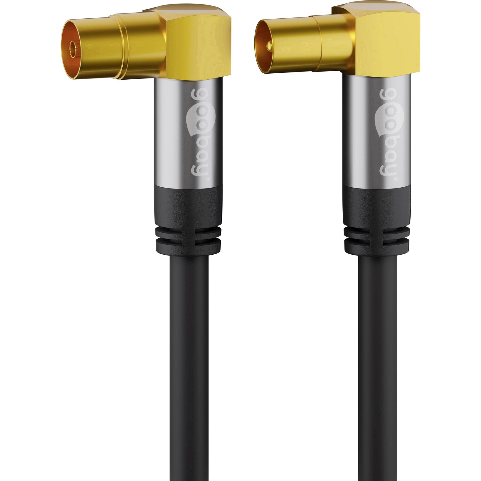 Goobay 70461 Koax TV antenna Premium kábel 2m - Fekete (70461)