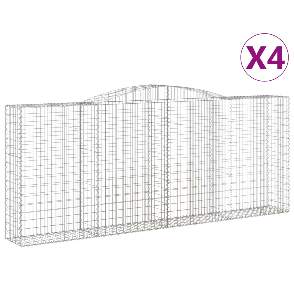 4 db íves horganyzott vas gabion kosár 400x50x160/180 cm (3147037)
