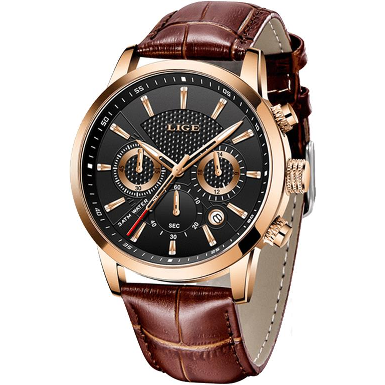 LIGE férfi karóra - arany/fekete 9866-4* (1860)