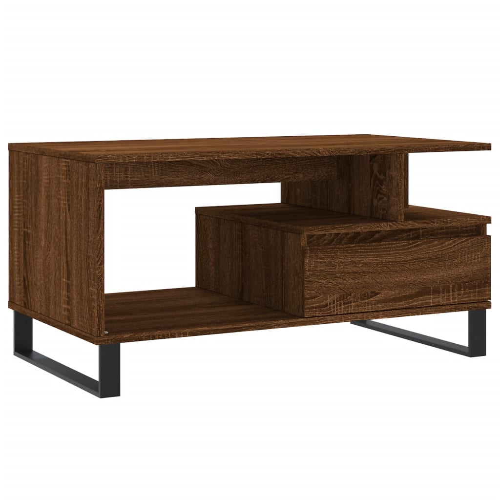 barna tölgyszínű szerelt fa dohányzóasztal 90x49x45 cm (831035)