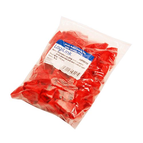 LogiLink törésgátló 8P8C moduláris csatlakozókhoz 100db piros (MP0010) (MP0010)