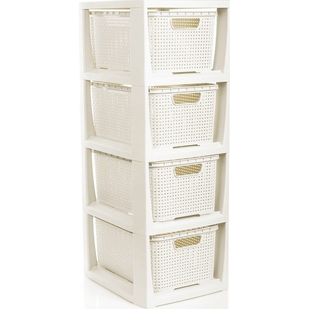 BranQ Könyvespolc 4 Kosárral BranQ Antik Fehér (CEN-58927)