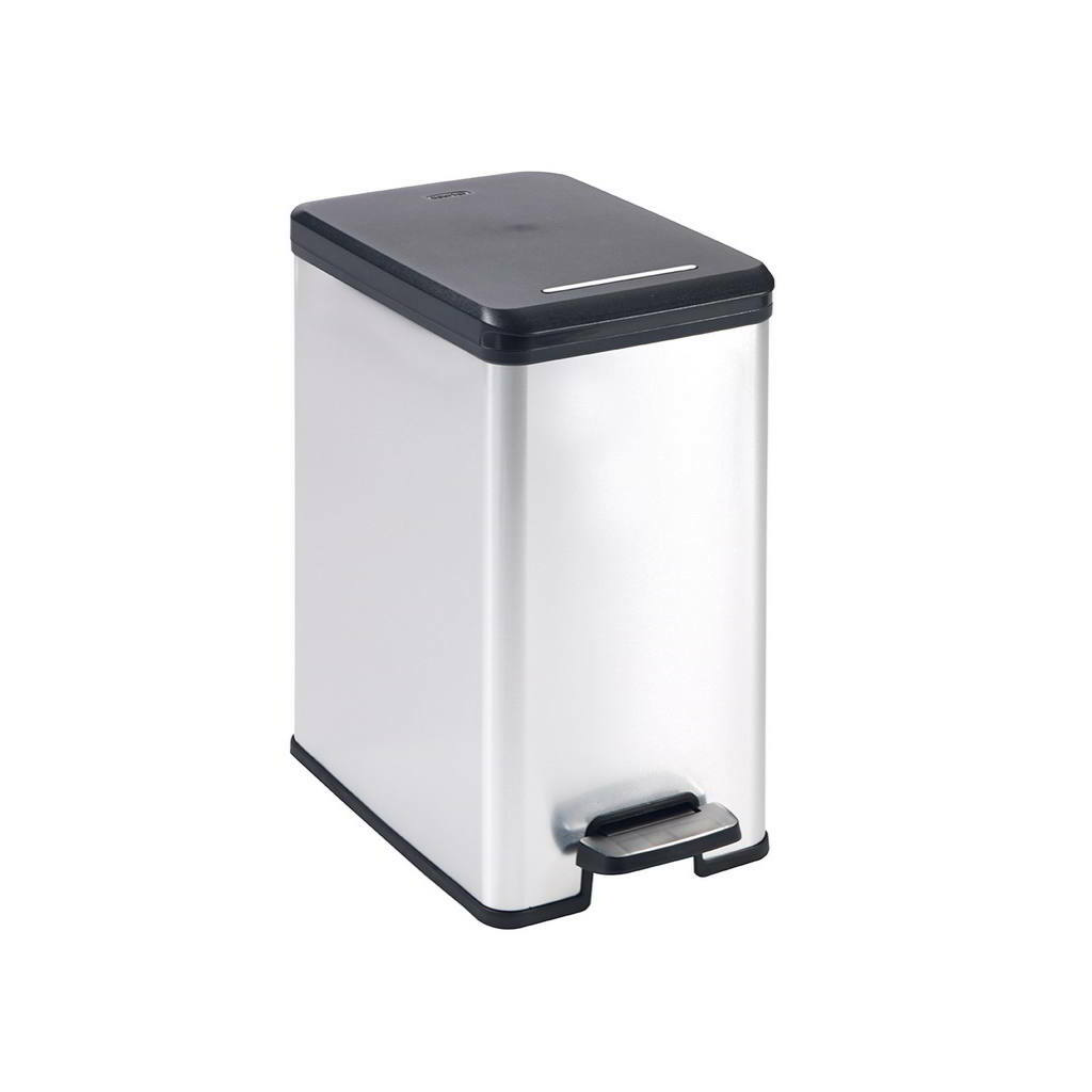 Curver Slim Bin 25 literes pedálos műanyag szemetes - Fekete/Ezüst (213300)