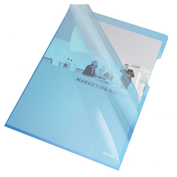 Mapa L za dokumente  A4+ 220 x 310mm clear modra 150mic pvc