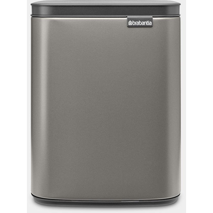 Brabantia Bo Waste Bin hulladékgyűjtő felnyitható, Soft-Close fedéllel, fali/álló, műanyag tartály, 7L - B méret, acél, platinaszürke - 222924 (222924)