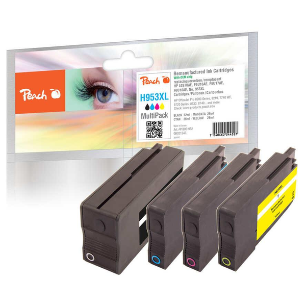 Peach PI300-932 blækpatron 4 stk Kompatibel Højt (XL) udbytte Sort, Blå, Magenta, Gul