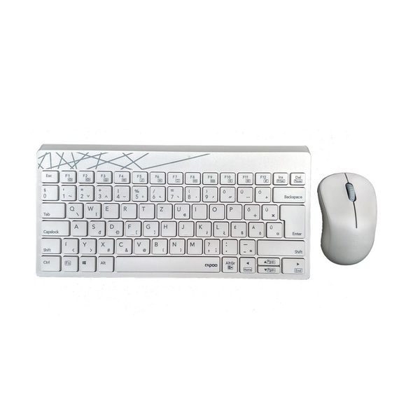 Set tastatura + mouse wireless, Rapoo, 2.4 GHz, Alb