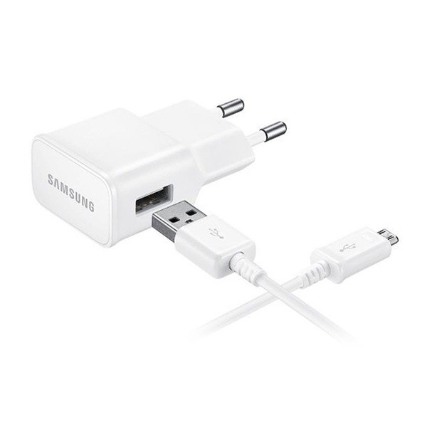 SAMSUNG hálózati töltő USB aljzat (5V / 1550 mA + ECB-DU4AWE microUSB kábel) FEHÉR (EP-TA50EWE_ECB-DU4AWE)