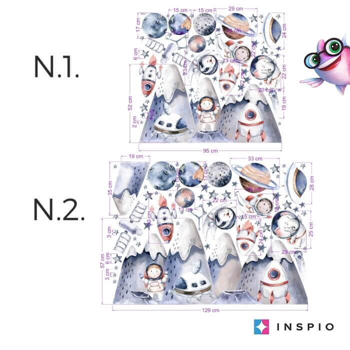 Falmatricák - Űrhajósok és világűr fiúknak N.1. Dombok 52x95cm + kiegészítők (9373f)