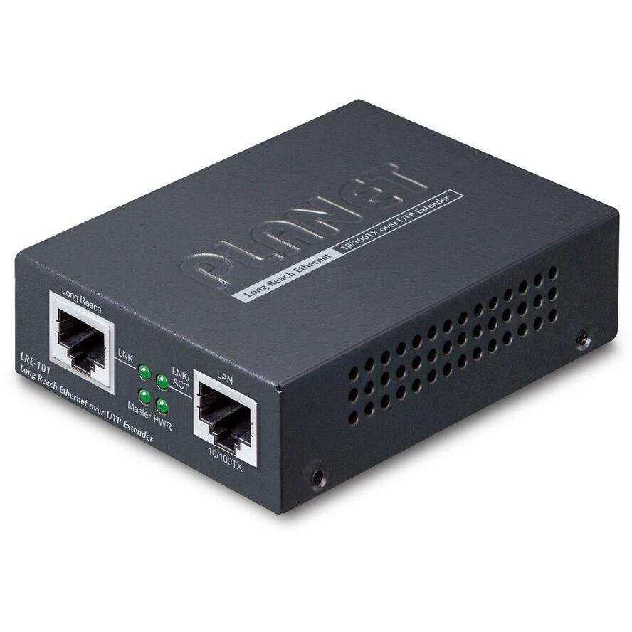 PLANET 1-Port 10/100TX Ethernet over Hálózati adó- és vevőegység Fekete (LRE-101)