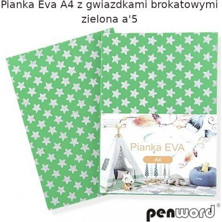 Polsirhurt Pianka eva a4 z gwiazdami brokatowymi zielona a"5