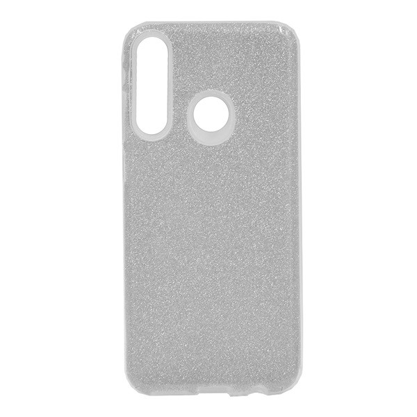Szilikon telefonvédő (műanyag belső, csillogó hátlap) EZÜST [Huawei Y6p] (5996457992485)