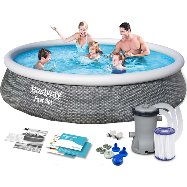Bestway Fast Set 57376 piscina fuori terra Piscina gonfiabile Piscina rotonda 7340 L Grigio