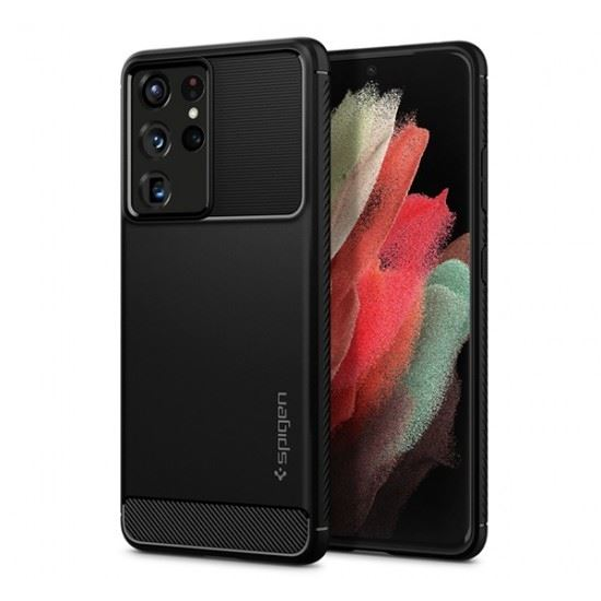 Spigen Rugged Armor Samsung G998 Galaxy S21 Ultra Matte Black tok, fekete (ACS02349) (ACS02349)