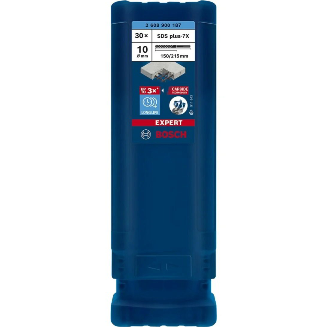 Bosch Ø 10 x 150/215mm Expert SDS Plus-7X Beton fúrószár 30db (2608900187)