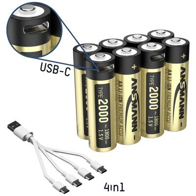 8 kusov Ansmann Premium Li-Ion batérií Mignon AA, typ 2000mAh, s možnosťou