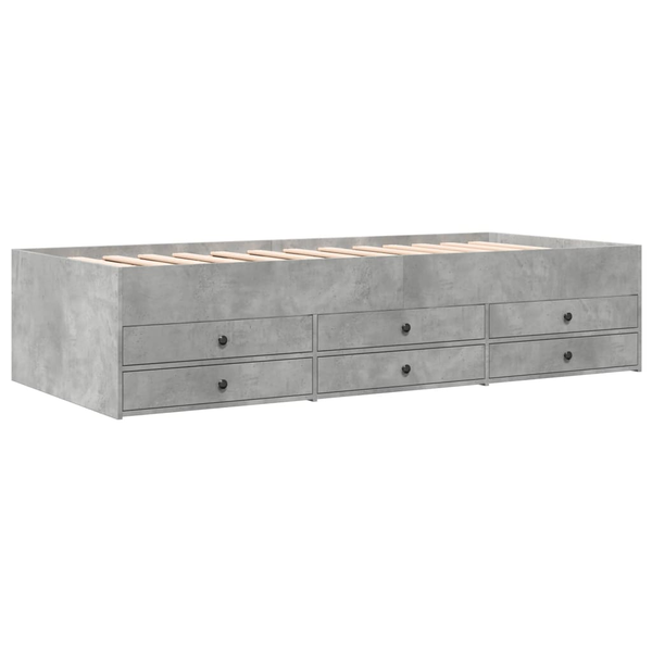 Cadru pat de zi cu sertare gri beton 90x190 cm lemn prelucrat
