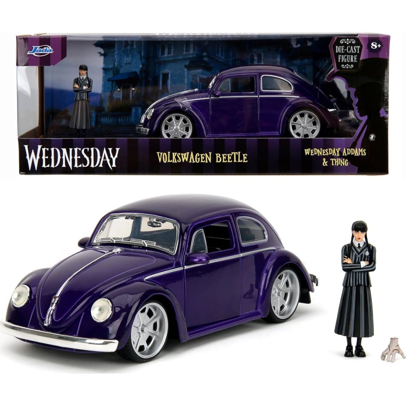 Jada Wednesday 1972 VW Beetle + Wednesday figura (4006333088391)