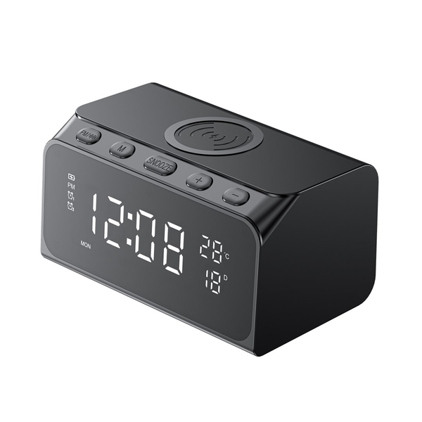 Havit W3041 6 az 1-ben Vezeték nélküli Töltő + Digitális óra 15W - Fekete