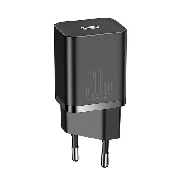 Мрежово зарядно устройство Baseus Type-C Super Si Quick Charger 20W, Black