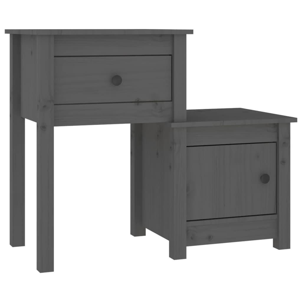 szürke tömör fenyőfa éjjeliszekrény 79,5 x 38 x 65,5 cm (814543)