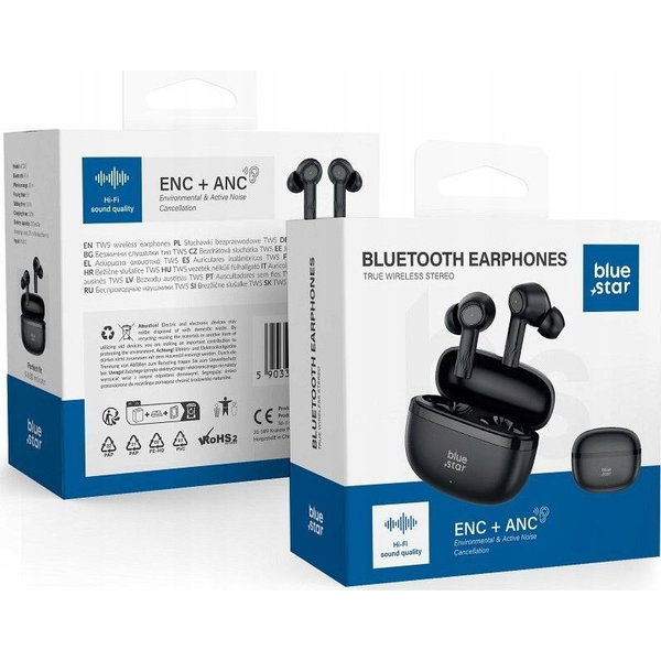 Căști fără fir Blue Star AC20E TWS Bluetooth cu ANC+ENC, negru