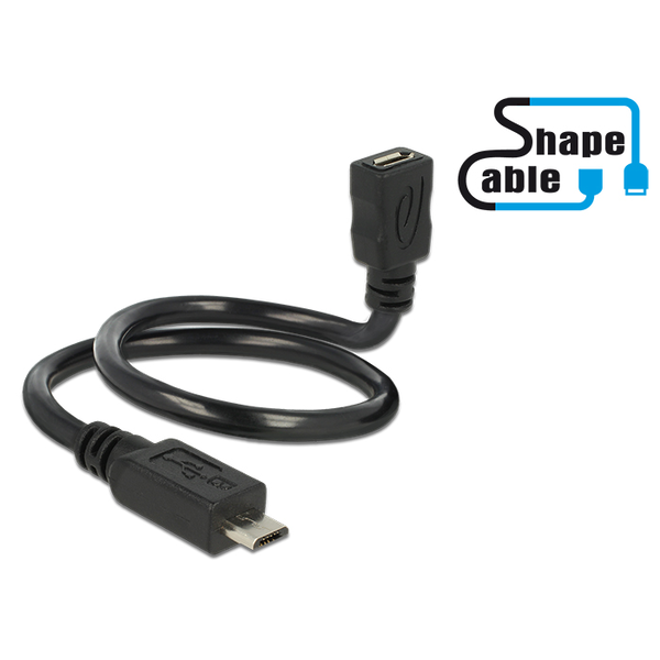 DELOCK Kabel USB 2.0 micro B Stecker > USB 2.0 micro B Buchse OTG ShapeCable 35 cm