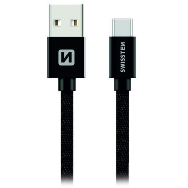 Swissten 71521101 USB-A apa - USB-C apa Adat- és töltőkábel 0.2m - Fekete