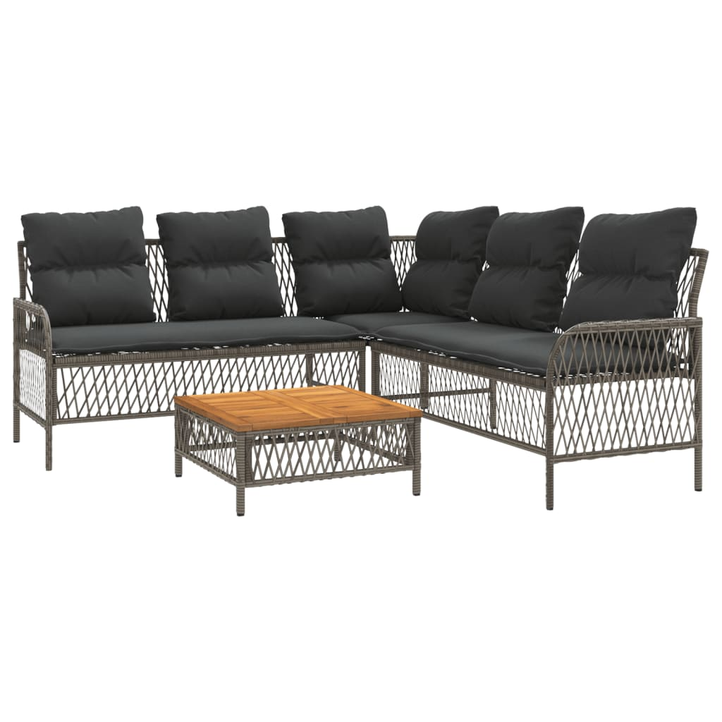2 részes szürke polyrattan kerti kanapészett párnákkal (368734)