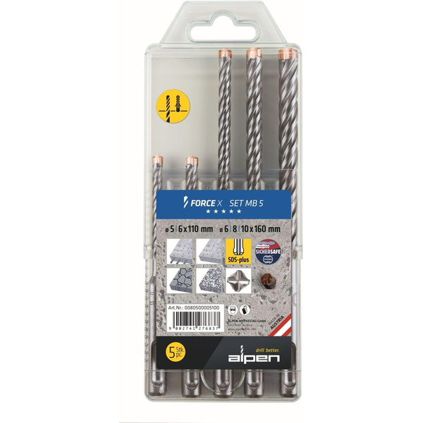 Sada vrtákov do betónu Alpen 0080500005100
