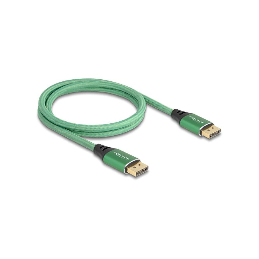Delock DisplayPort kábel 16K 60 Hz 1 m zöld fém (80629) (80629)