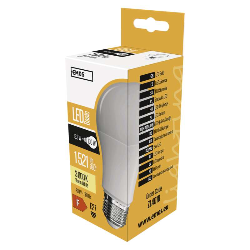 EMOS LED izzó A60 E27 15.3W 1521lm meleg fehér (DBKF-EMZL4018)