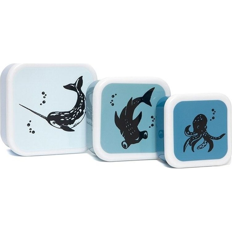 Petit Monkey műanyag uzsonnás doboz - Tengeri állatok (3db/csomag) (8719244224623)