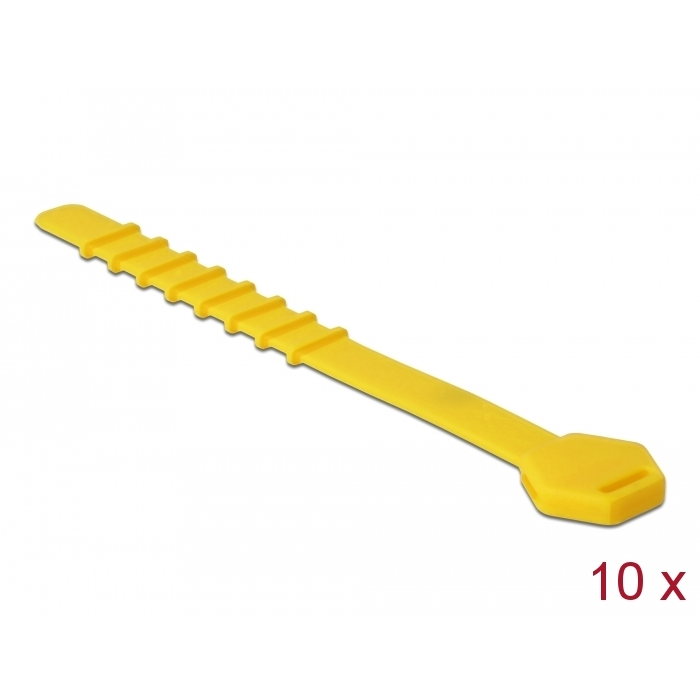 Delock Szilikon kábelkötegelo újrahasznosítható 10 darabos csomagban sárga (18830)