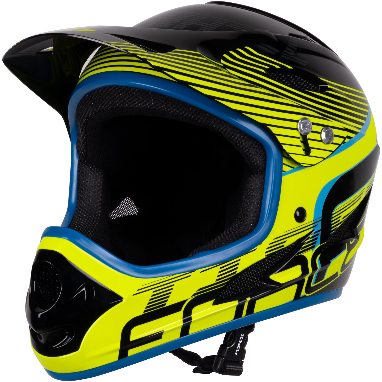 Force TIGER downhill - fekete-fluo-kék, L-XL, 59-61 cm (902105)