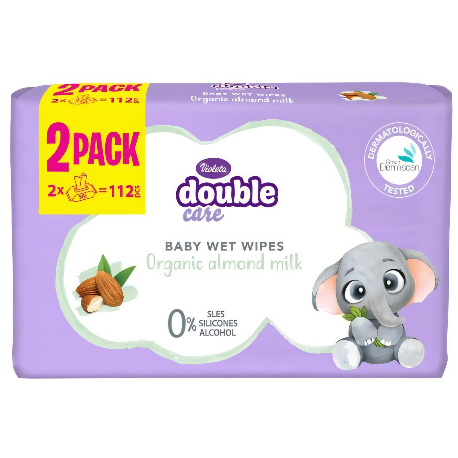 Violeta nedves törlőkendő 2×56 db (112 db) (3870128007284)