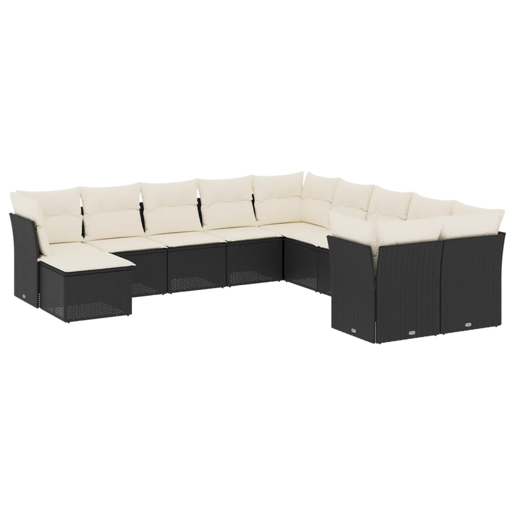 11 részes fekete polyrattan kerti ülőgarnitúra párnákkal (3218606)