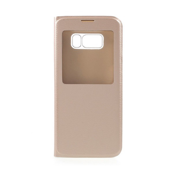 Tok álló, bőr hatású (FLIP, oldalra nyíló, hívókijelzés, View Window) ARANY [Samsung Galaxy S8 Plus (SM-G955)] (5996457693139)