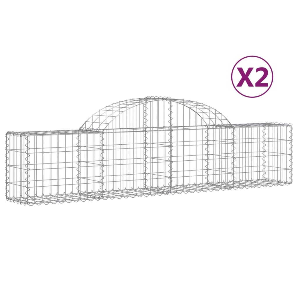 2 db íves horganyzott vas gabion kosár 200x30x40/60 cm (3146047)