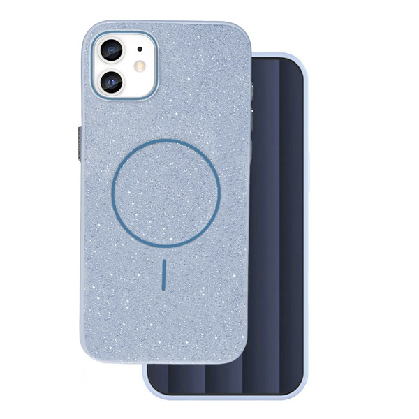 Szilikon telefonvédő (műanyag hátlap, kameravédő, MagSafe, csillogó) VILÁGOSKÉK Apple iPhone 11 "Gigapack csomagolás" (GP-171535)