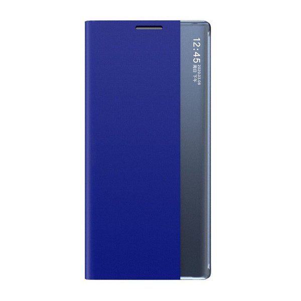 Tok álló, textil hatású (aktív FLIP, oldalra nyíló, asztali tartó funkció, Smart View Cover) SÖTÉTKÉK [Samsung Galaxy A03s (SM-A037F)] (5996591228761)